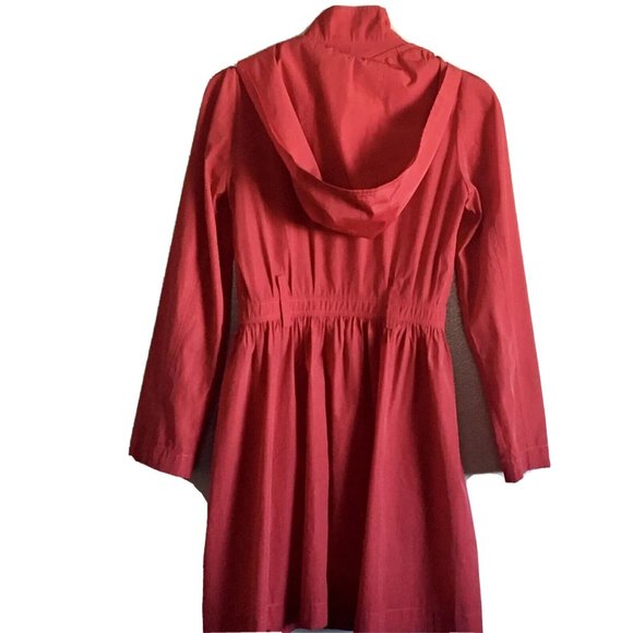 United Colors Of Benetton Women’s Lightweight Red Rain Coat Hood Size 38 XS - Picture 2 of 8